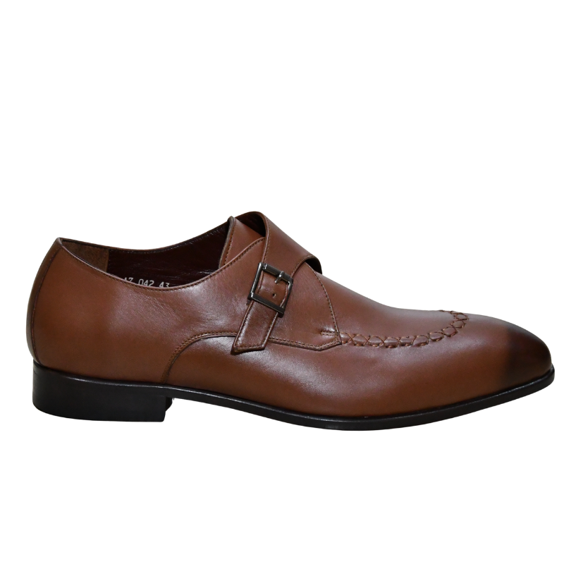 Galvare Classico – Chaussure Monk à Boucle en Cuir (Noir & Marron)