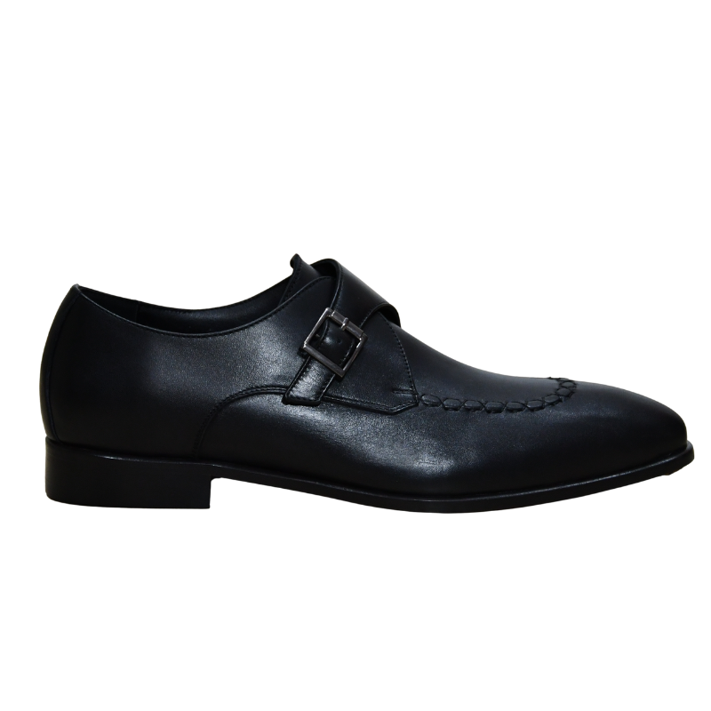 Galvare Classico – Chaussure Monk à Boucle en Cuir (Noir & Marron)