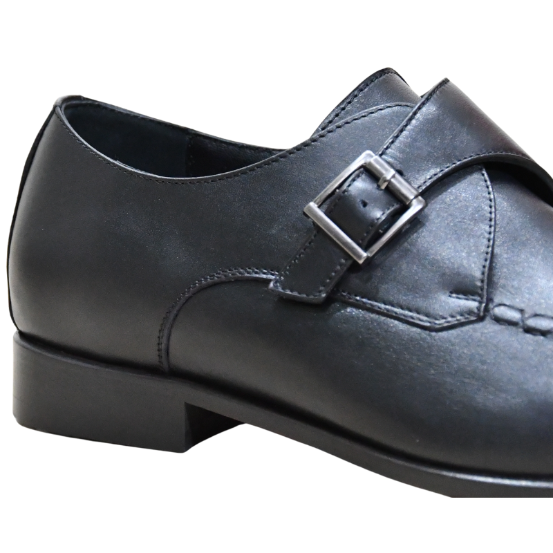 Galvare Classico – Chaussure Monk à Boucle en Cuir (Noir & Marron)