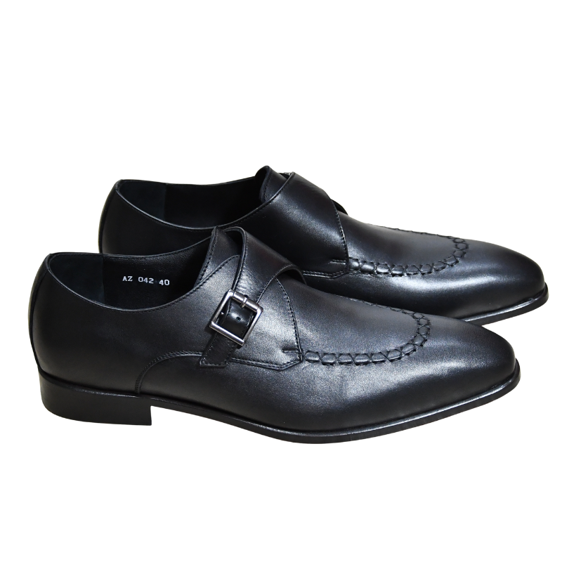 Galvare Classico – Chaussure Monk à Boucle en Cuir (Noir & Marron)