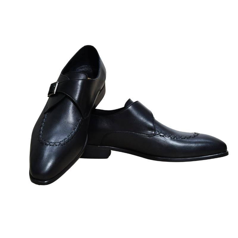 Galvare Classico – Chaussure Monk à Boucle en Cuir (Noir & Marron)