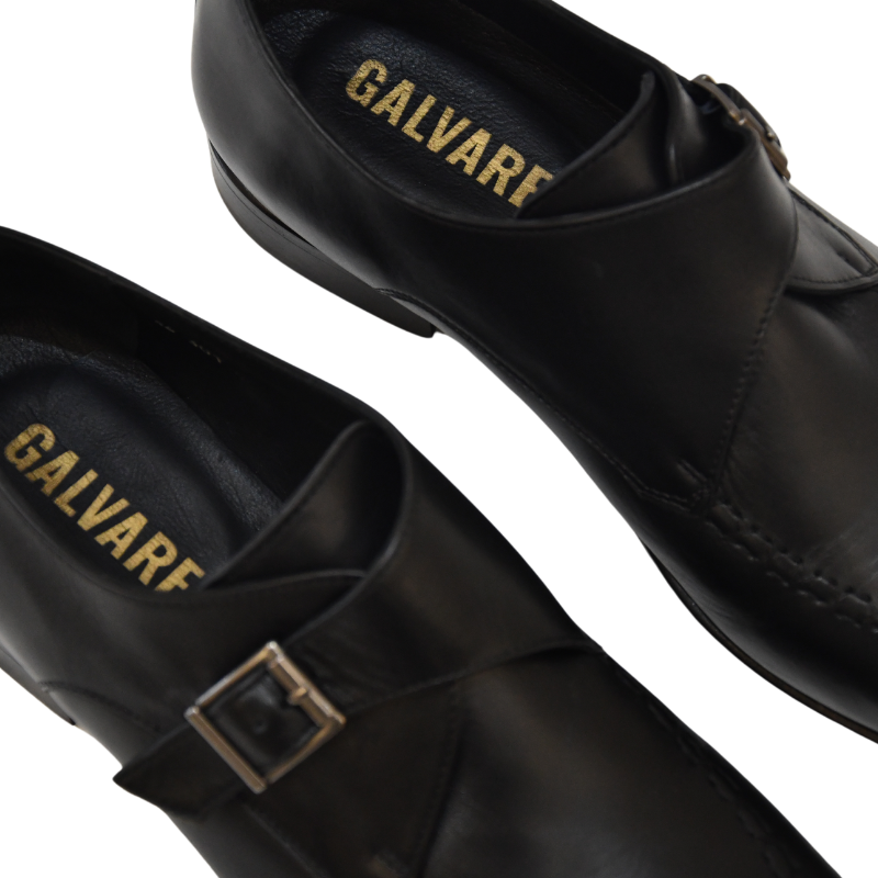Galvare Classico – Chaussure Monk à Boucle en Cuir (Noir & Marron)