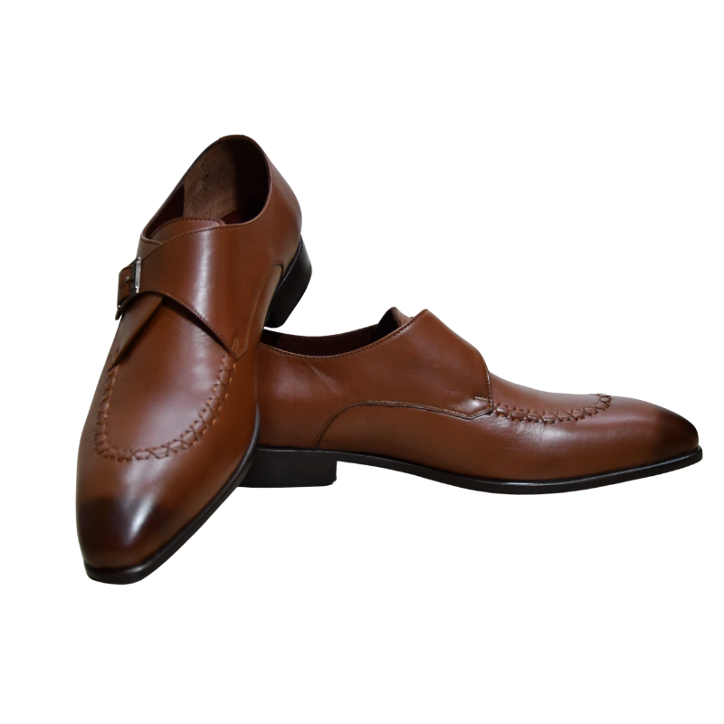 Galvare Classico – Chaussure Monk à Boucle en Cuir (Noir & Marron)
