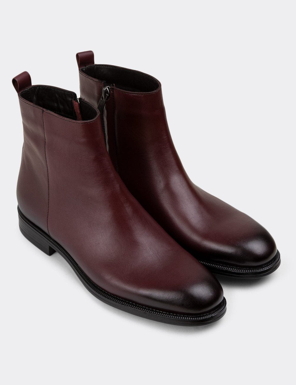 Galvare Bordeaux – Bottes en Cuir Véritable à Fermeture Éclai