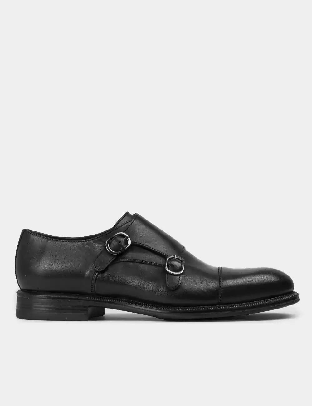 Galvare Monk Classique – Chaussures Double Boucle en Cuir Véritable (Noir, Marron, Bleu Marine)