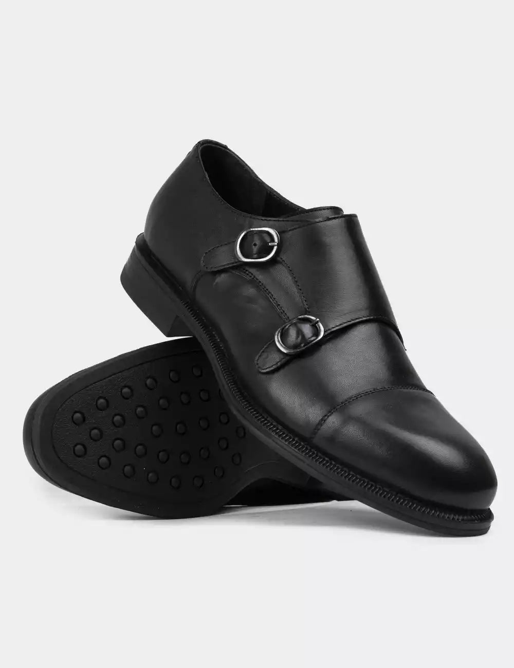 Galvare Monk Classique – Chaussures Double Boucle en Cuir Véritable (Noir, Marron, Bleu Marine)