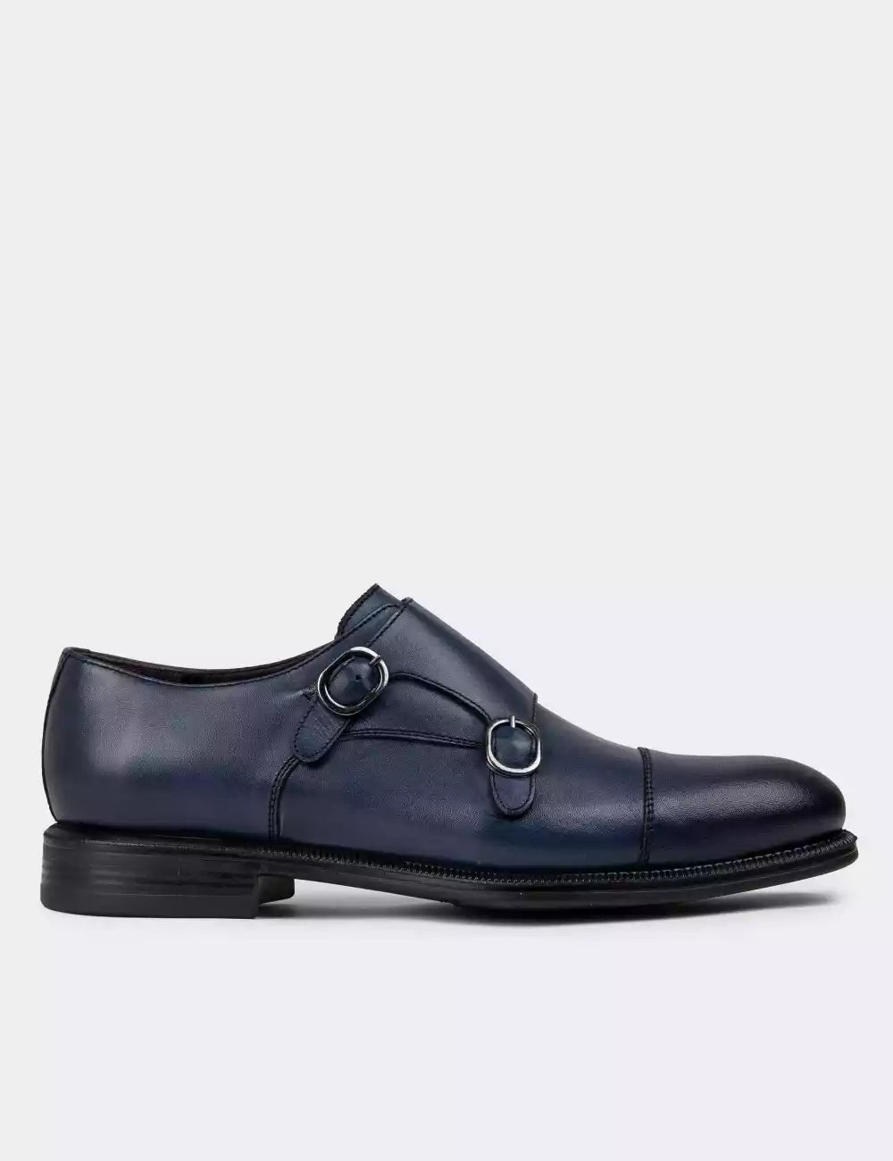 Galvare Monk Classique – Chaussures Double Boucle en Cuir Véritable (Noir, Marron, Bleu Marine)
