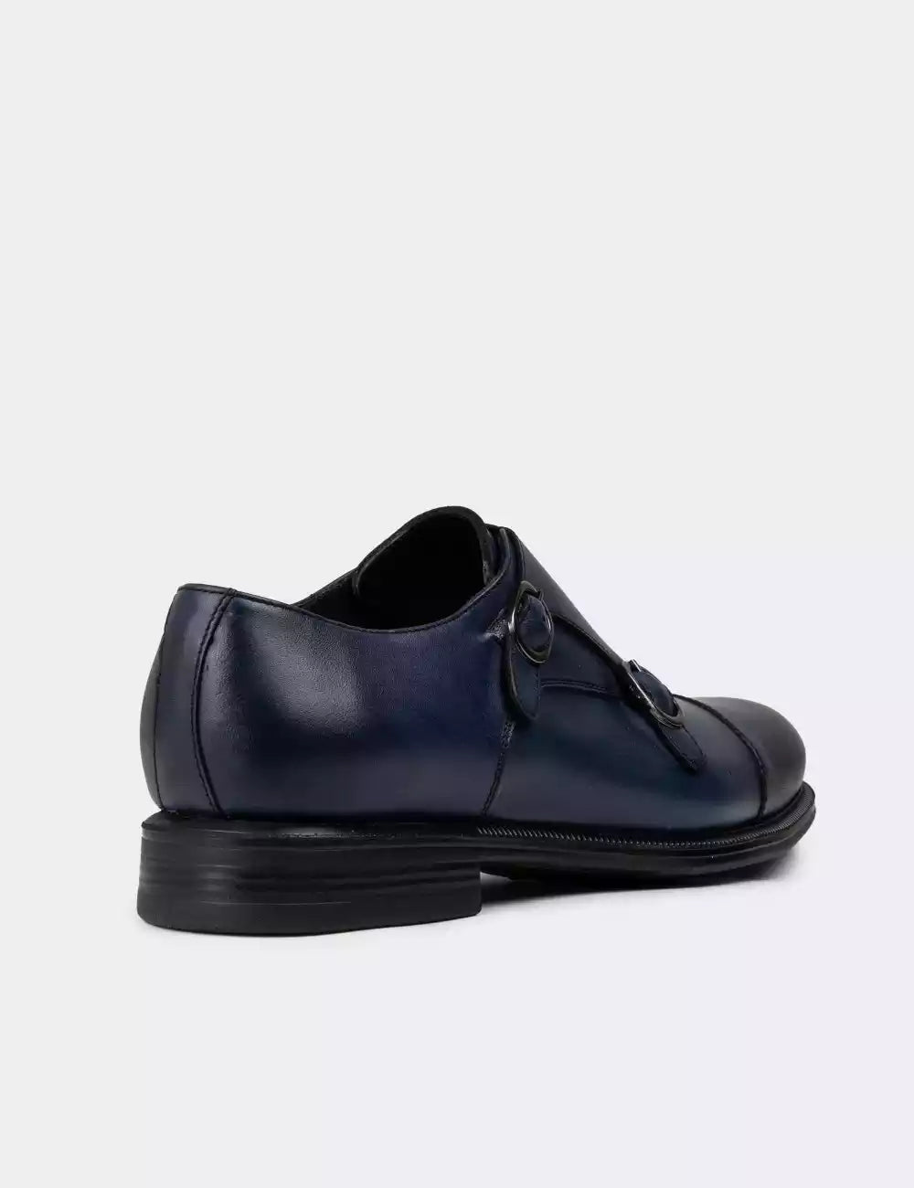 Galvare Monk Classique – Chaussures Double Boucle en Cuir Véritable (Noir, Marron, Bleu Marine)