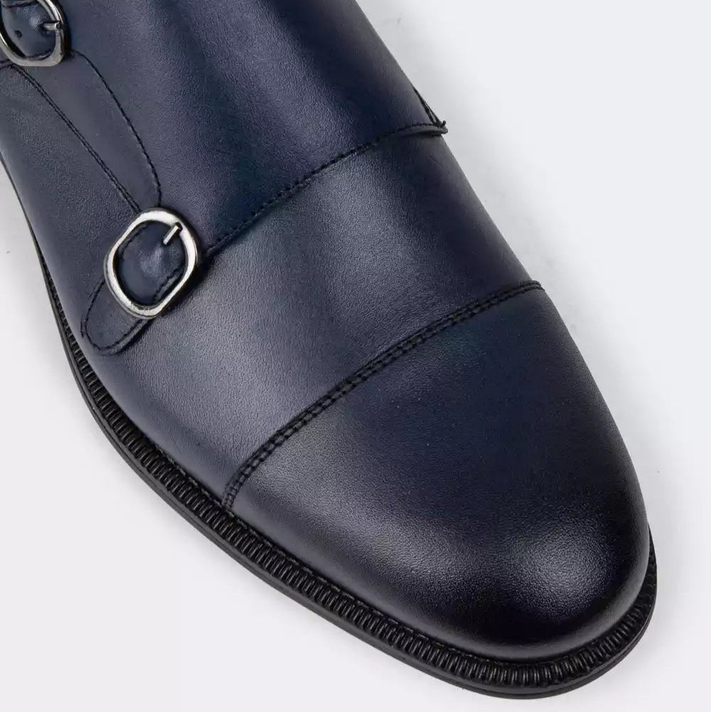 Galvare Monk Classique – Chaussures Double Boucle en Cuir Véritable (Noir, Marron, Bleu Marine)