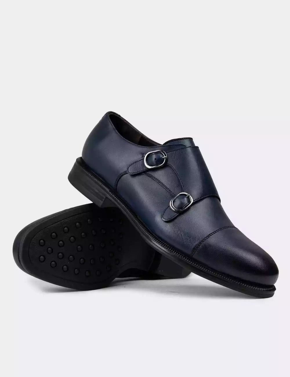 Galvare Monk Classique – Chaussures Double Boucle en Cuir Véritable (Noir, Marron, Bleu Marine)
