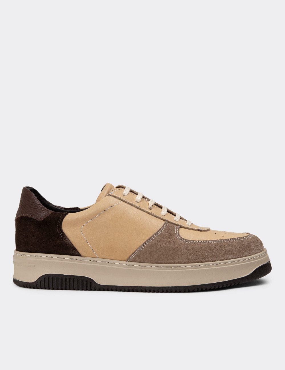 Galvare Sneakers – Baskets Homme en Cuir Véritable (Couleur Vison)