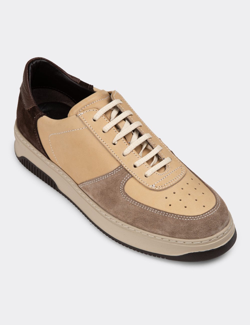 Galvare Sneakers – Baskets Homme en Cuir Véritable (Couleur Vison)
