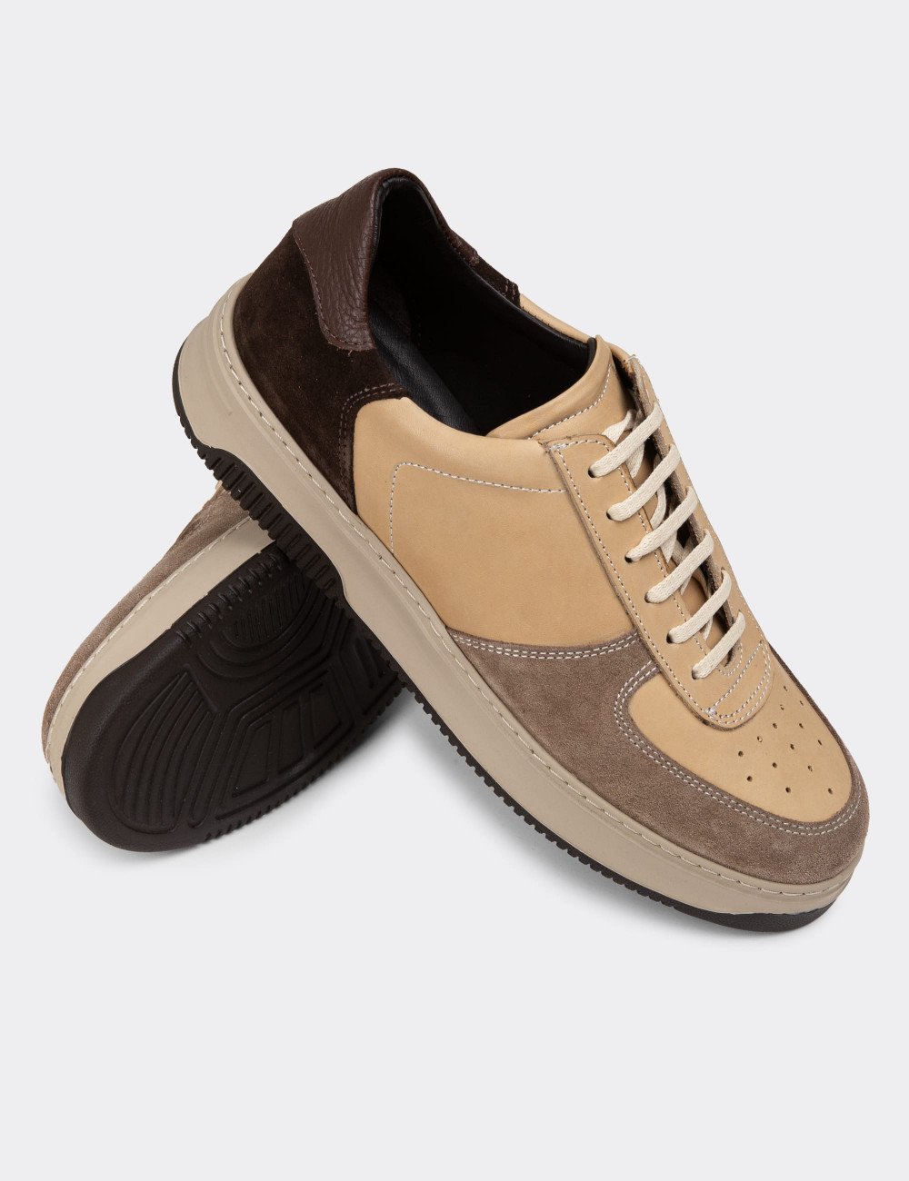 Galvare Sneakers – Baskets Homme en Cuir Véritable (Couleur Vison)