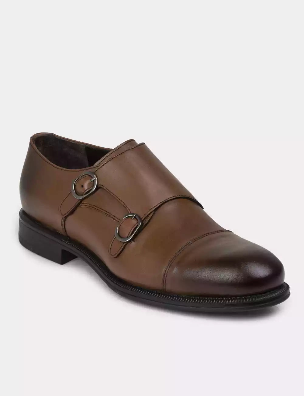 Galvare Monk Classique – Chaussures Double Boucle en Cuir Véritable (Noir, Marron, Bleu Marine)