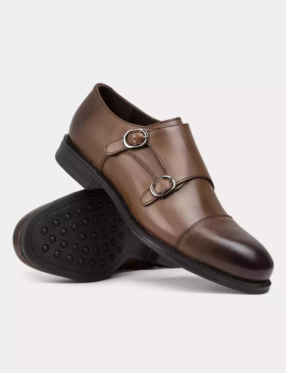 Galvare Monk Classique – Chaussures Double Boucle en Cuir Véritable (Noir, Marron, Bleu Marine)