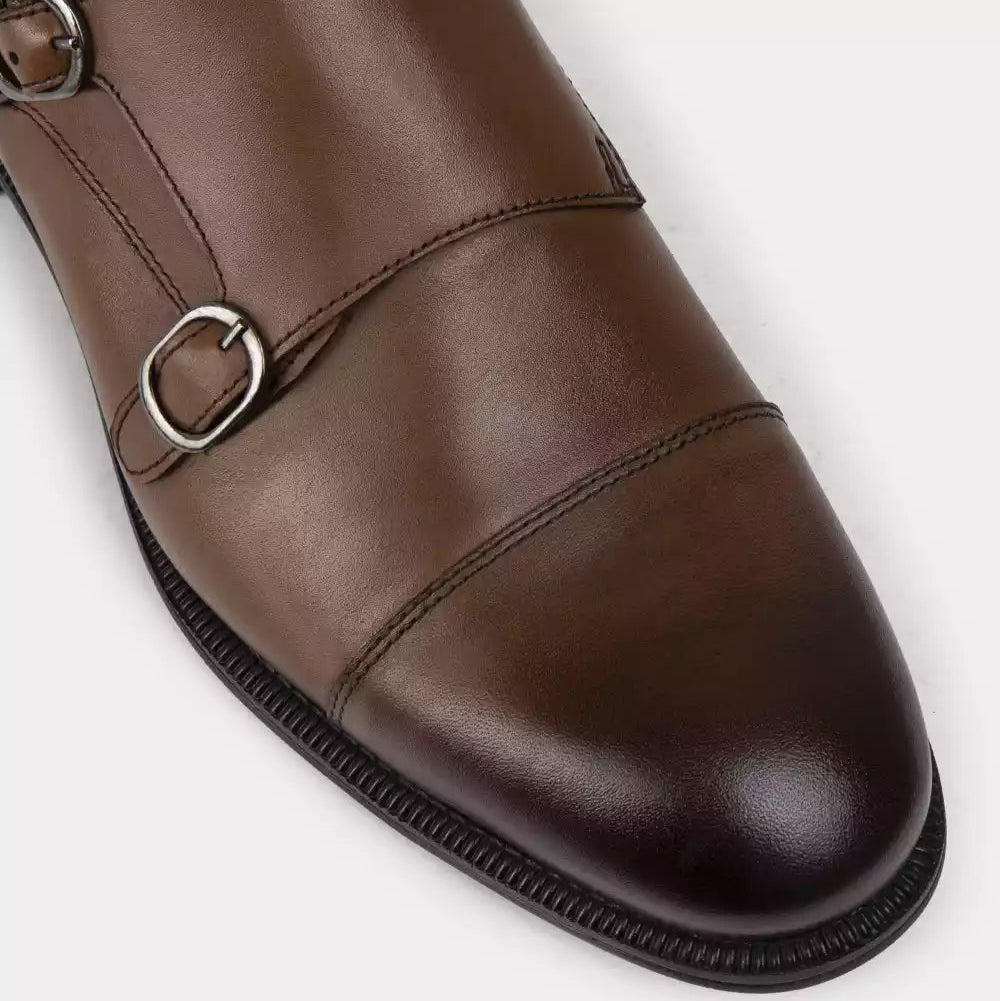 Galvare Monk Classique – Chaussures Double Boucle en Cuir Véritable (Noir, Marron, Bleu Marine)