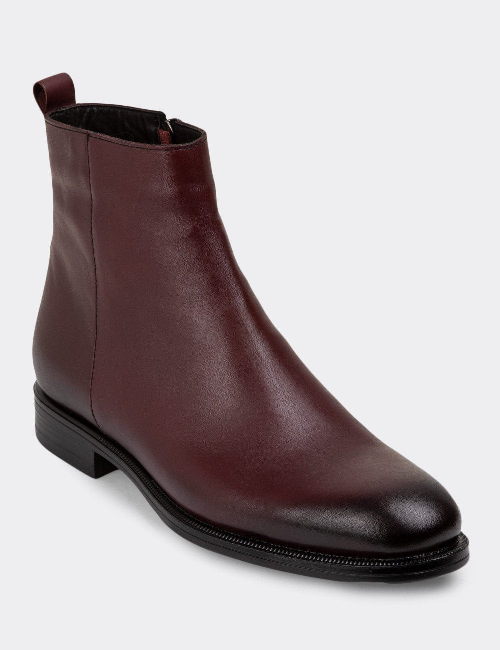 Galvare Bordeaux – Bottes en Cuir Véritable à Fermeture Éclai