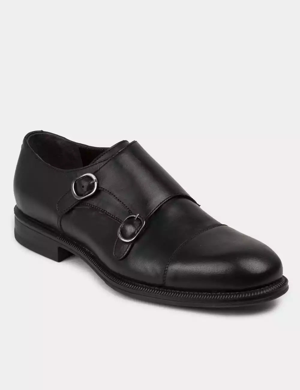 Galvare Monk Classique – Chaussures Double Boucle en Cuir Véritable (Noir, Marron, Bleu Marine)
