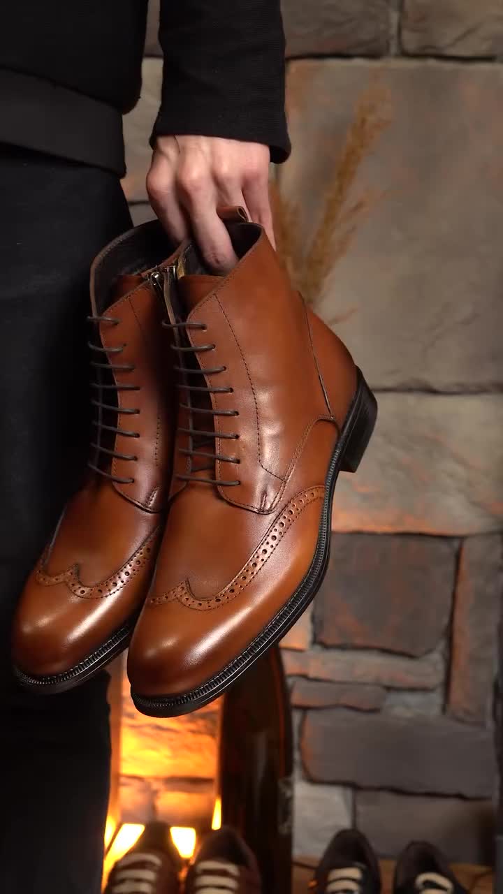 Bottes Galvare en Cuir Naturel avec Fermeture Éclair – Hiver Élégant