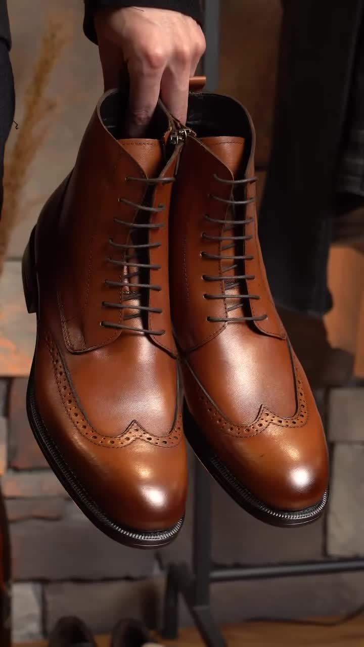 Bottes Galvare en Cuir Naturel avec Fermeture Éclair – Hiver Élégant