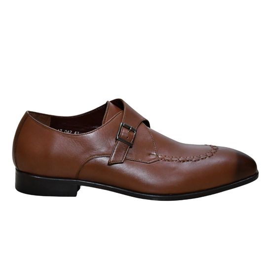 Galvare Classico – Chaussure Monk à Boucle en Cuir (Noir & Marron)