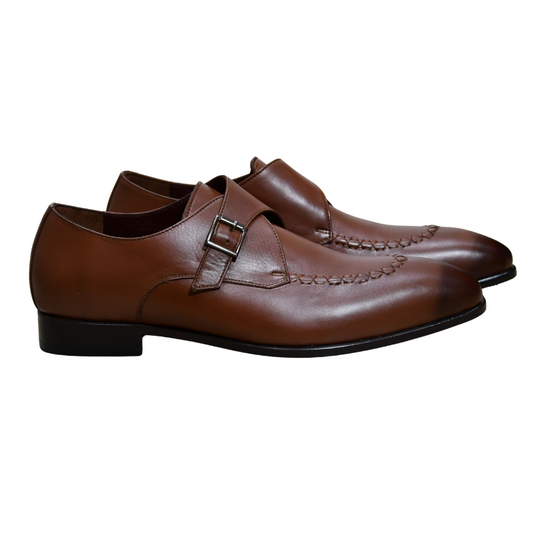 Galvare Classico – Chaussure Monk à Boucle en Cuir (Noir & Marron)