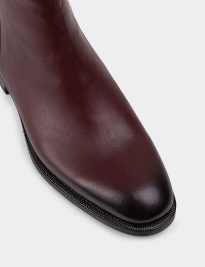 Galvare Bordeaux – Bottes en Cuir Véritable à Fermeture Éclai