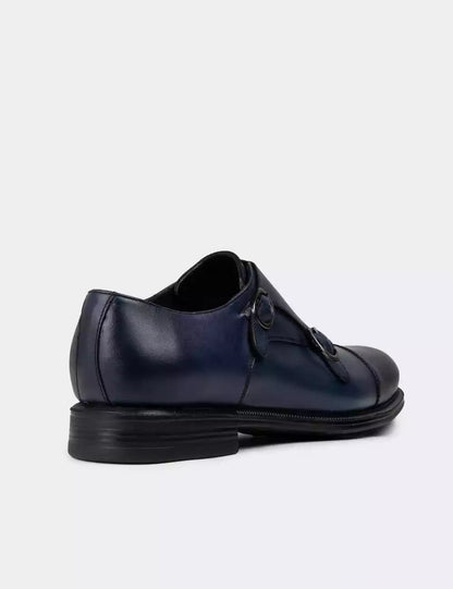 Galvare Monk Classique – Chaussures Double Boucle en Cuir Véritable (Noir, Marron, Bleu Marine)