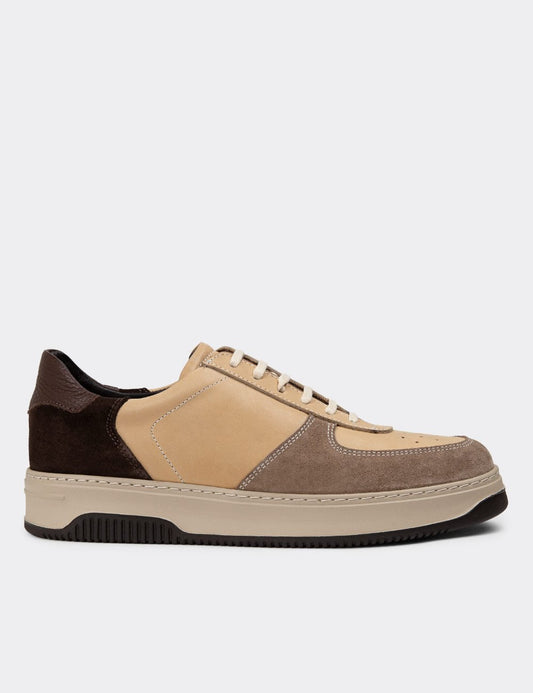Galvare Sneakers – Baskets Homme en Cuir Véritable (Couleur Vison)