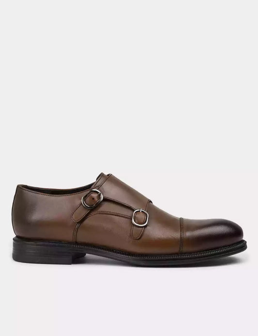Galvare Monk Classique – Chaussures Double Boucle en Cuir Véritable (Noir, Marron, Bleu Marine)