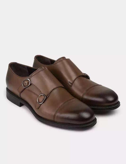 Galvare Monk Classique – Chaussures Double Boucle en Cuir Véritable (Noir, Marron, Bleu Marine)