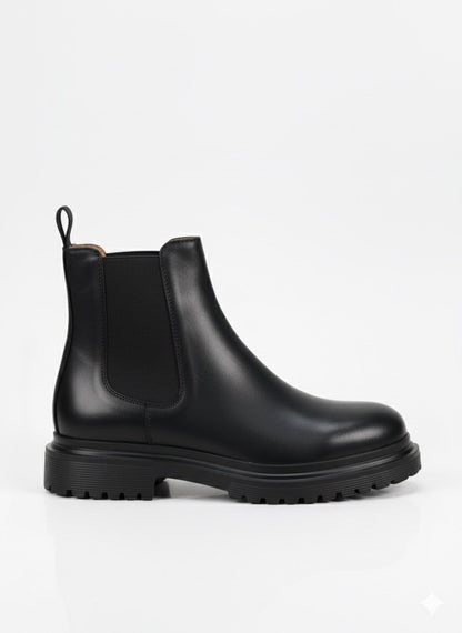 Galvare Bottes Chelsea pour homme en cuir noir  véritable