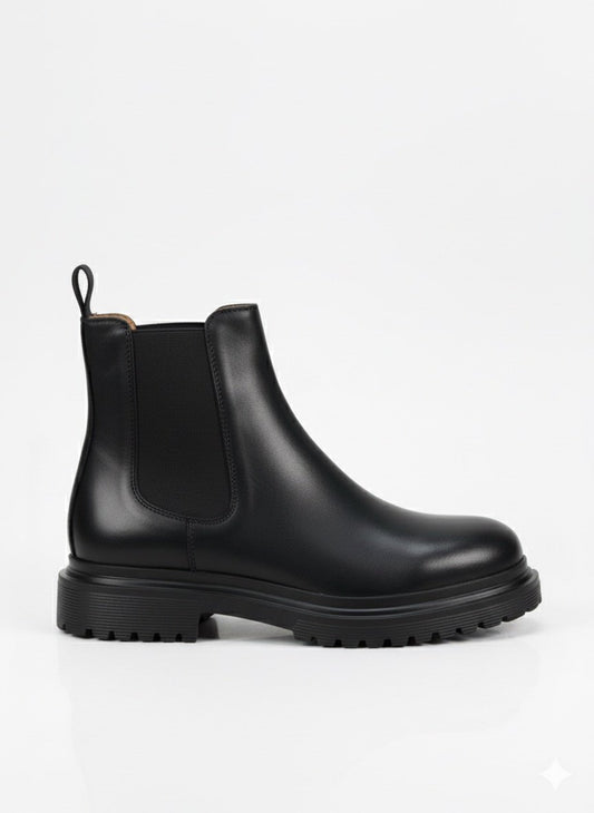 Galvare Bottes Chelsea pour homme en cuir noir  véritable