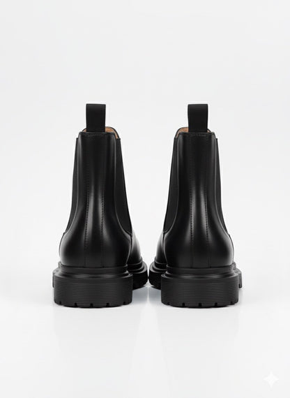 Galvare Bottes Chelsea pour homme en cuir noir  véritable