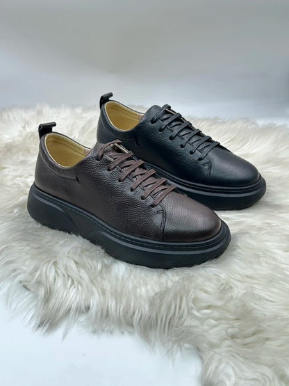 Galvare Street  Sneakers – en Cuir Véritable Homme (Noir & Marron)