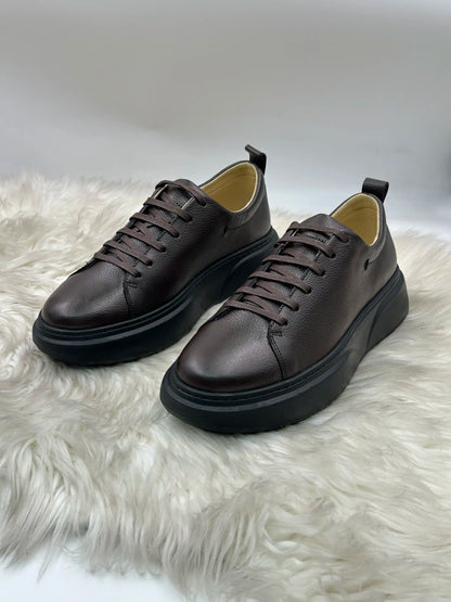 Galvare Street  Sneakers – en Cuir Véritable Homme (Noir & Marron)