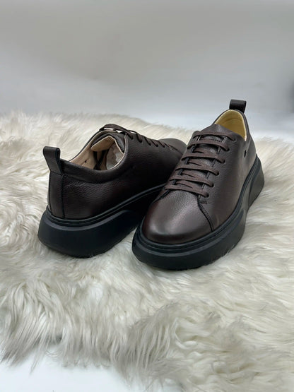Galvare Street  Sneakers – en Cuir Véritable Homme (Noir & Marron)