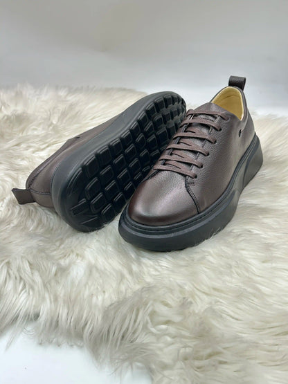 Galvare Street  Sneakers – en Cuir Véritable Homme (Noir & Marron)