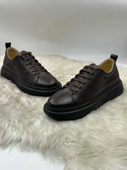 Galvare Street  Sneakers – en Cuir Véritable Homme (Noir & Marron)