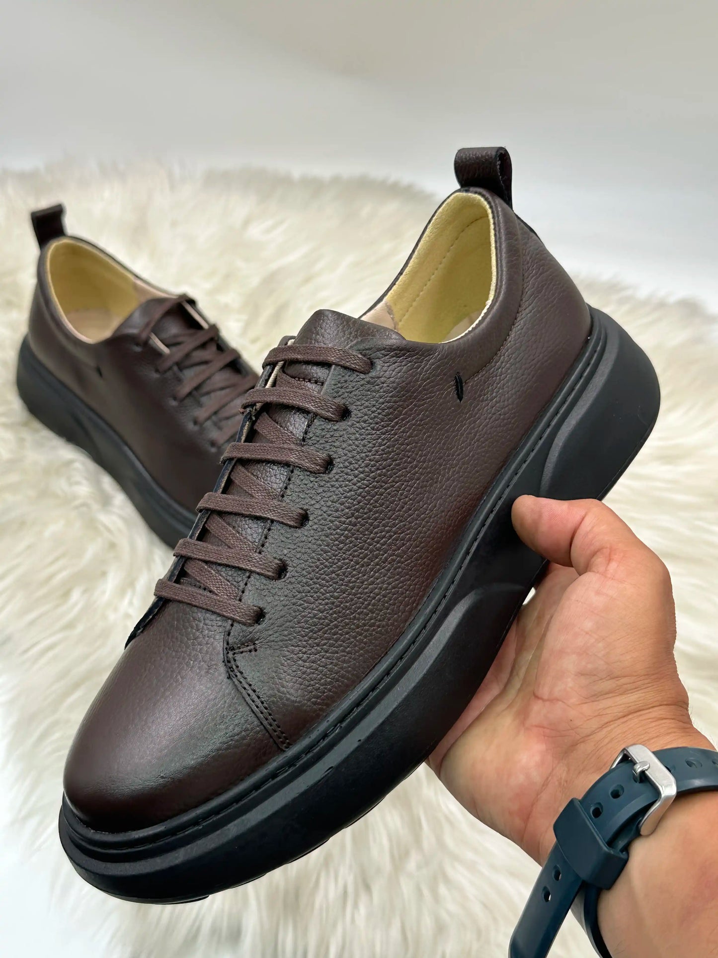 Galvare Street  Sneakers – en Cuir Véritable Homme (Noir & Marron)