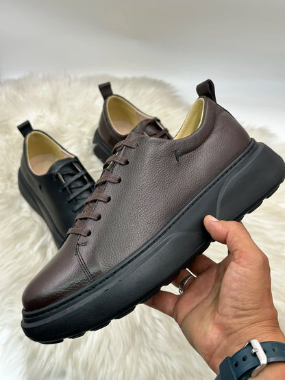 Galvare Street  Sneakers – en Cuir Véritable Homme (Noir & Marron)
