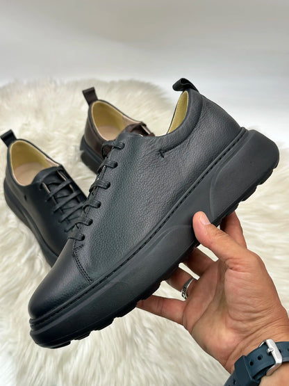 Galvare Street  Sneakers – en Cuir Véritable Homme (Noir & Marron)