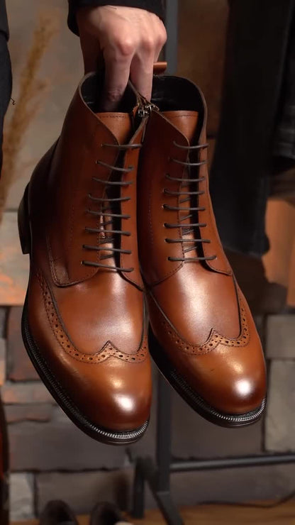 Bottes Galvare en Cuir Naturel avec Fermeture Éclair – Hiver Élégant