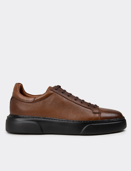 Galvare Sneakers – Baskets en Cuir Véritable Homme (Noir & Marron)