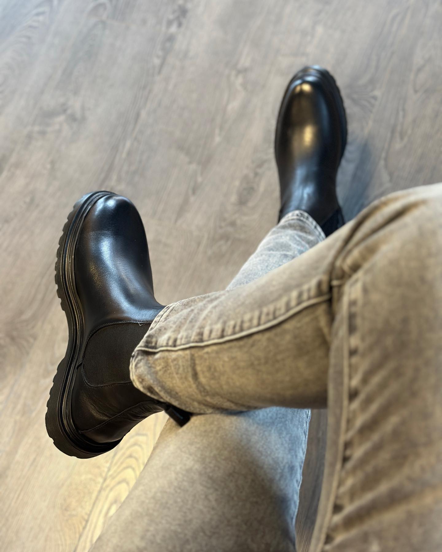 Galvare Bottes Chelsea pour homme en cuir noir  véritable