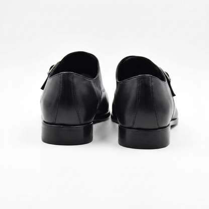 Galvare Classico – Chaussure Monk à Boucle en Cuir (Noir & Marron)