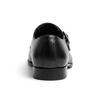 Galvare Classico – Chaussure Monk à Boucle en Cuir (Noir & Marron)