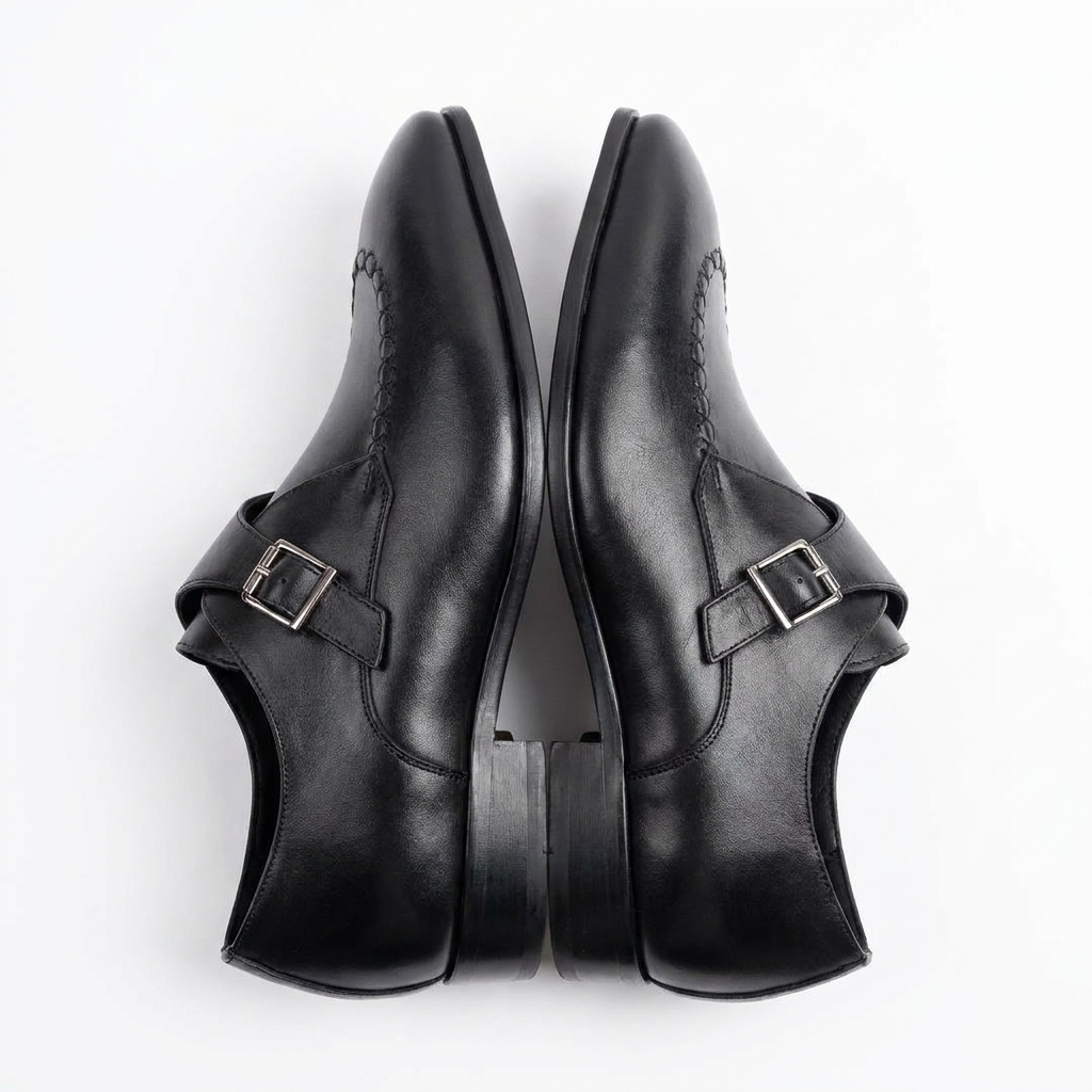 Galvare Classico – Chaussure Monk à Boucle en Cuir (Noir & Marron)