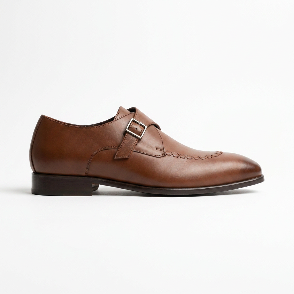 Galvare Classico – Chaussure Monk à Boucle en Cuir (Noir & Marron)