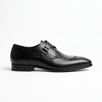 Galvare Classico – Chaussure Monk à Boucle en Cuir (Noir & Marron)